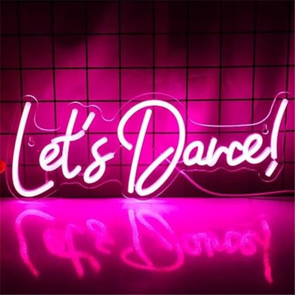 Let's Danced Neon Signs Let's Dance Neon Light Up Sign Pink Led Word Light Sign - Picture 7 of 7